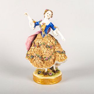 Dresden Style German Porcelain Figurine, Flower Lady Dancer