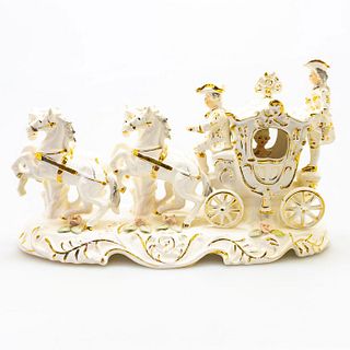 Large Porcelain Figural Group, Horse Drawn Carriage