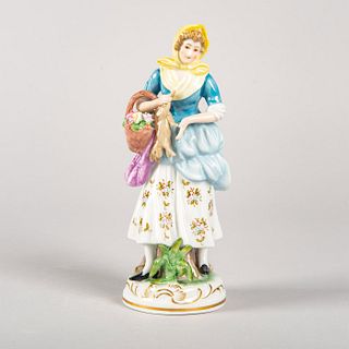 Porcelain Figurine, Woman with Rabbit