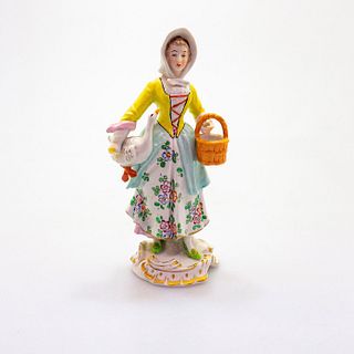 Sitzendorf Porcelain Figurine, Woman with Goose