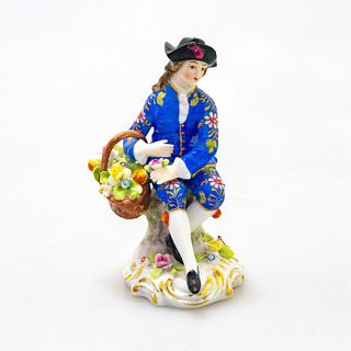 Small French Porcelain Figurine, Lad in Blue
