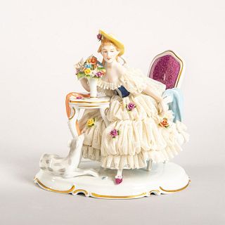 Unterweissbach Porcelain Figurine, Lady With Borzoi