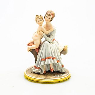 Vintage Capodimonte Style B. Merli Figurine, Woman W. Child
