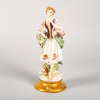 Vintage Capodimonte Style Figurine, Woman With Basket