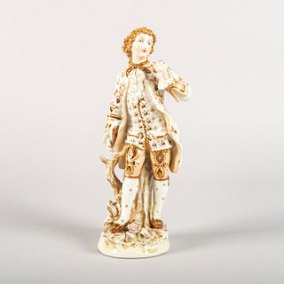 Vintage European Porcelain Figurine, Man Holding A Rose