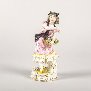 Vintage German Porcelain Figurine, Girl With Flowers