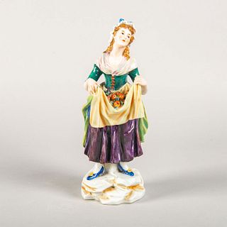 Vintage German Porcelain Figurine, Lady Picking Fruits