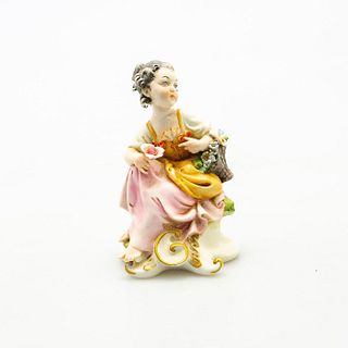 Vintage Italian Porcelain Figurine, Girl With Flower Basket