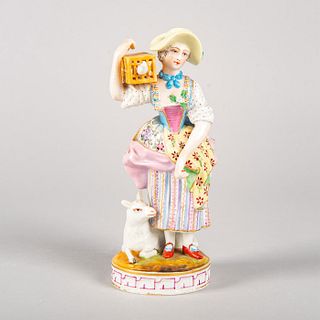 Vintage Meissen Style Porcelain Figurine, Shepherdess