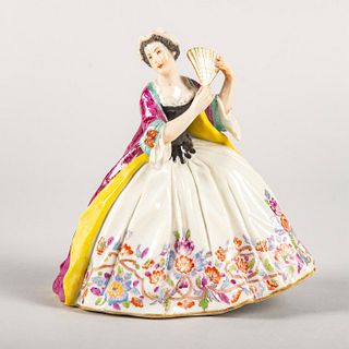 Vintage Porcelain Figurine, Woman Holding Fan
