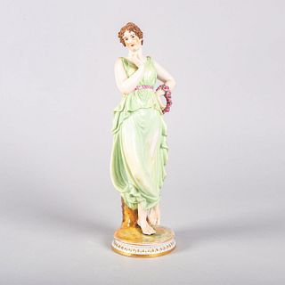 Vintage Porcelain Figurine, Woman Holding Floral Crown