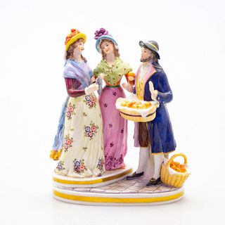 Vintage Sitzendorf Porcelain Figure Group, Fruit Sellers