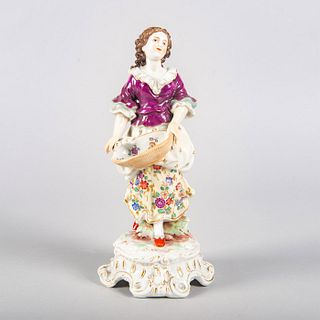 Vintage Volkstedt Figurine, Peasant Girl