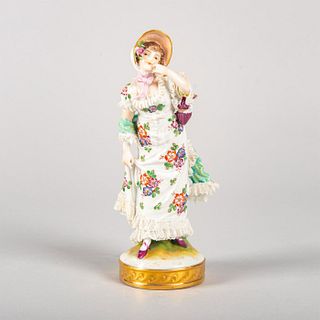 Volkstedt Porcelain Lace Figurine, Girl with Bonnet