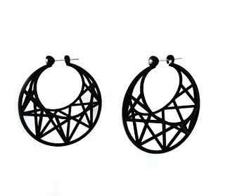 Star Cage Earrings - Black