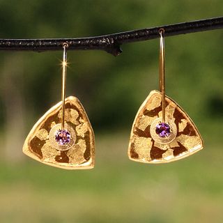 Mica and Amethyst Triangle Earrings