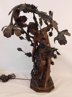 FRENCH SPELTER FIGURAL LAMP