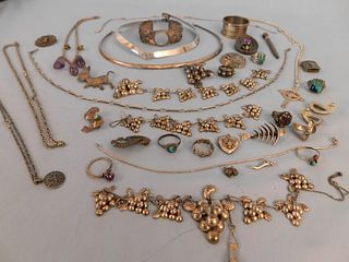 LARGE LOT SILVER JEWELRY 