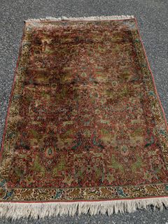 FINE OLD SCATTER RUG WITH ANIMALS 
