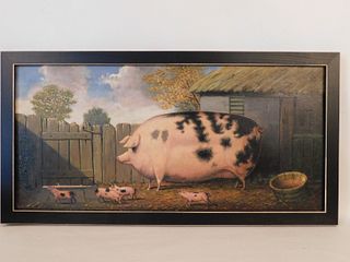 FOLK ART PAINTING OF PIGS