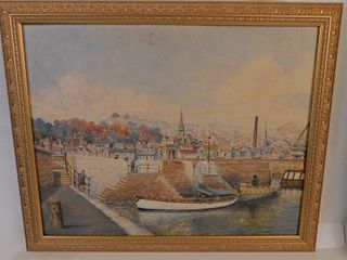BEAHAN 1949 PAINTING OF HARBOR