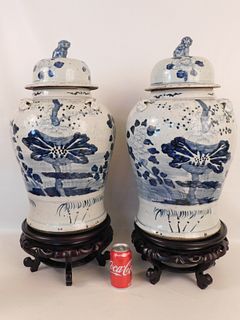 PAIR ANTIQUE CHINESE TEMPLE URNS