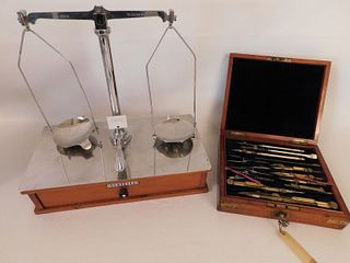 ANTIQUE DRAFTING SET & SCALE 