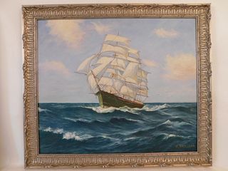 H. HANSSON PAINTING OF CLIPPER SHIP