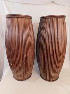 PAIR BAMBOO FERNERIES