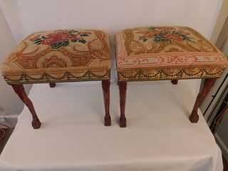 PAIR NEEDLEPOINT BENCHES