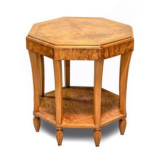 Early 20th Century French Art Deco Burl Walnut Side Table