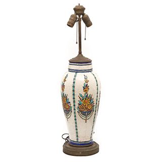 Art Deco Catteau Boch Freres for Keramis Enameled Ceramic Tall Table Lamp