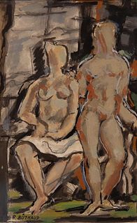 Rene Buthaud Midcentury Nude Study, Signed Gouache on Paper