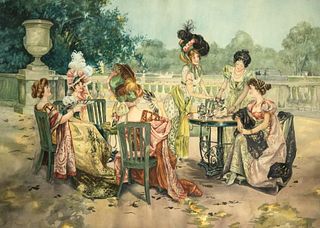 19th Century Victorian Large Genre watercolor