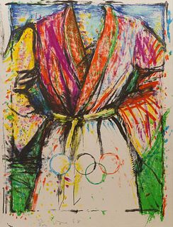 20th century Jim Dine color pencil signed lithograph "Olympic Robe" 42/300