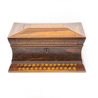 19th century inlaid jewelry casket