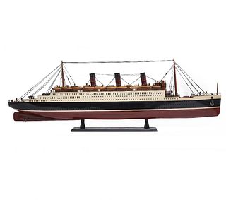 Ocean liner model of ship, wood,Queen Mary?