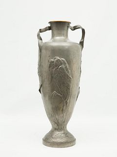 Kayserzinn Monumental Tall Pewter Art Nouveau Vase