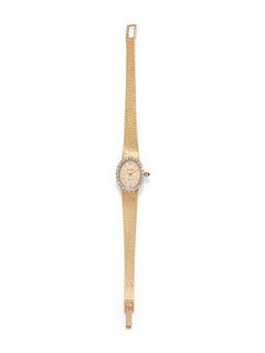 LUCIEN PICCARD, 14K YELLOW GOLD AND DIAMOND WRISTWATCH