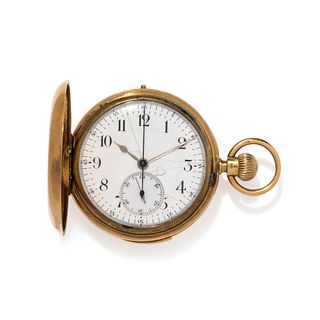 18K YELLOW GOLD MINUTE REPEATER HUNTER CASE POCKET WATCH