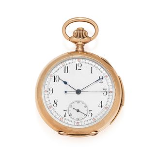 14K YELLOW GOLD MINUTE REPEATER OPEN FACE POCKET WATCH
