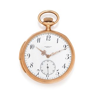 TOUCHON & CO., 14K YELLOW GOLD MINUTE REPEATER OPEN FACE POCKET WATCH