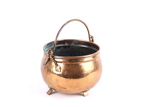 19th C. Dovetail Continental Copper Hanging Kettle