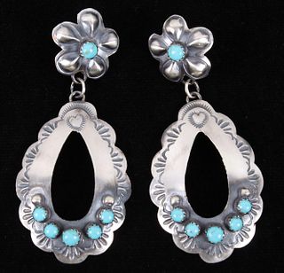 Navajo Yazzie Royston Turquoise & Silver Earrings