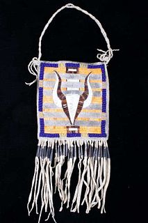 Cheyenne Buffalo Quilled & Beaded Society Pouch