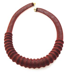 Ribbed Necklace Red