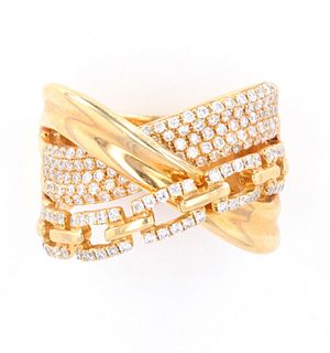 Modern Designer 14K Gold Ring set with Diamonds