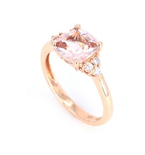 Morganite and Diamond set in 14K Rose Gold Ring