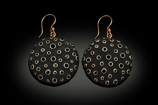 Large Oxidized HaLo Gold Reef Earrings