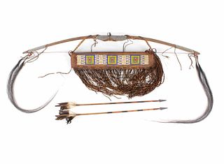 Northern Plains Beaded Quiver, Bow & Arrow Set